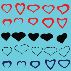 Collection of heart illustrations, Love symbol icon set, love symbol vector.