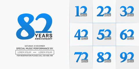 set of anniversary logo with blue and black number on white background can be use for celebration