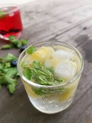 Summer soft drink  pineapple and fruit mix berry