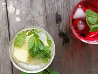 Summer soft drink  pineapple and fruit mix berry