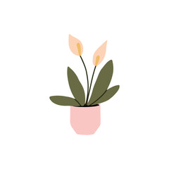 Potted plant. Houseplants in flower pot. Vector bundle of trendy plants