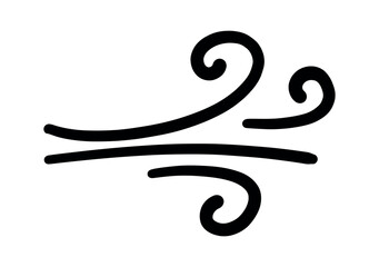 Doodle wind lines. Air sketch. Cartoon hand drawn windmill. Vector wave clipart