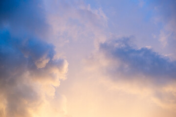 Abstract of two colored clouds in the sky. for the background