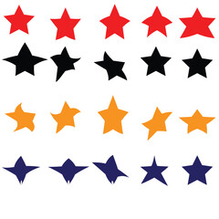 Star shape icons in 3 color, red, black and blue Rating stars and favorites icon in , starburst shape color isolated vector