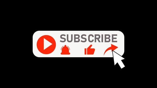 4k subscribe lower third button animation with transparency. video motion 2d animation footage
