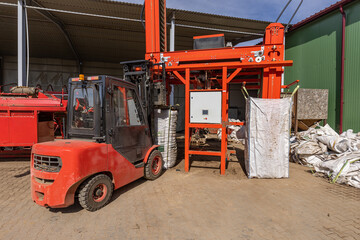 Bags of potato in potato distribution place