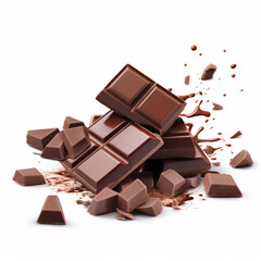 Close-up isolated image of chocolate bars. Illustrated image