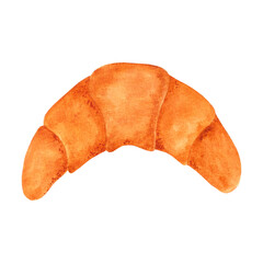 Hand drawn watercolor croissant. Isolated on white background. Can be used for Scrapbook design, cards, label, banner and any printed products.