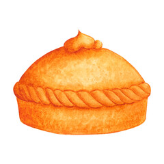 Hand drawn watercolor loaf of bread. Isolated on white background. Can be used for Scrapbook design, cards, label, banner and any printed products.