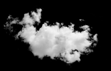 Set of white clouds or fog for design isolated on black background.