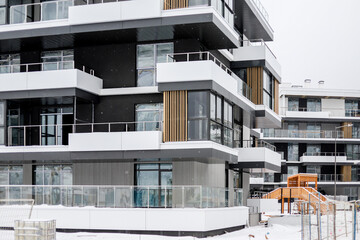 winter view of luxury residential country apartments
