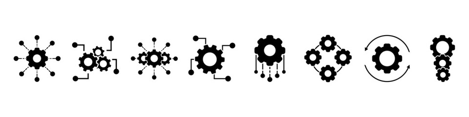 Automated system icon vector set. Function settings illustration sign collection. Editable symbol. Development logo.
