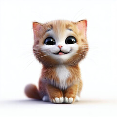 Fototapeta premium Curious Kitten Exploring in 3D, Generative AI