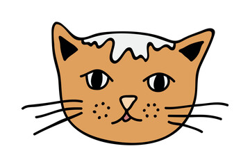 Hand drawn cat muzzle clipart. Cute pet face doodle