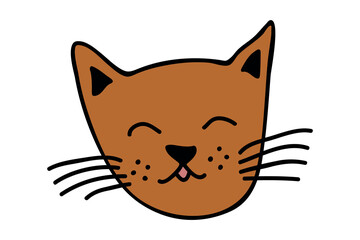 Hand drawn cat muzzle clipart. Cute pet face doodle