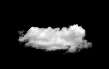 Set of white clouds or fog for design isolated on black background.