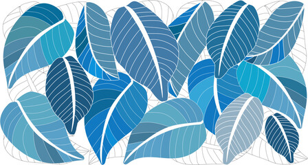 Leaves background decoration blue tone pattern