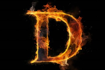 Burning letter d on black background Generative AI