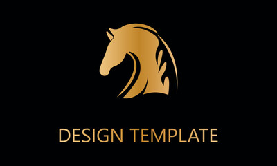 horse neck with hair vector logo template