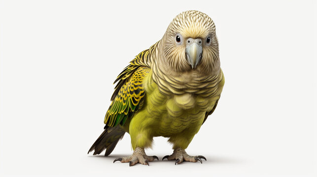 Kakapo Bird Full Body White Background