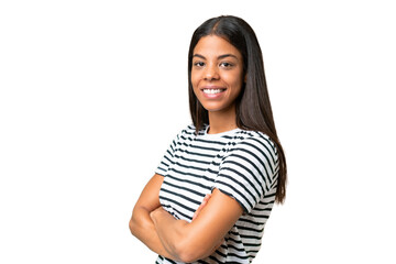 Young African american woman over isolated background with arms crossed and looking forward
