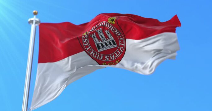Flag of Sopron city, Hungary. Loop