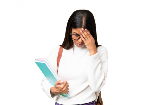Young African American student woman over isolated background with tired and sick expression