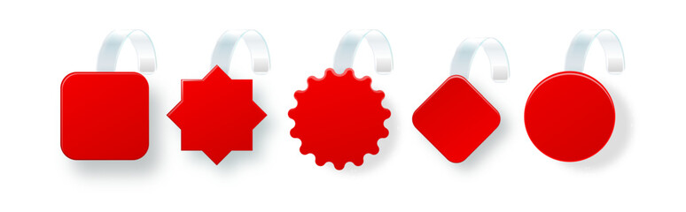 Sale Point Tag. Clear Red Round Supermarket Shelf Wobbler Label. Vector