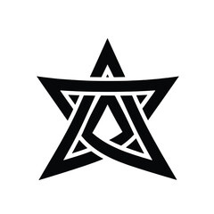 Star logo, contour black and white, tarot cards, tattoo, vector illustration isolated