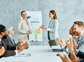 business meeting businesswoman office teamwork woman  introduction greeting employee new colleague...