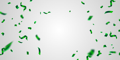 Green confetti and zigzag ribbon falling from above Streamers, tinsel vector © HNKz