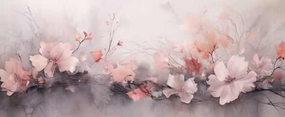 Panorama background of an abstract pink wallpaper banner with a luxurious and elegant feel, inspired by nature textures.