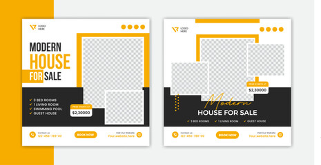 Real Estate Social Media Post Layout template design © VectPalette
