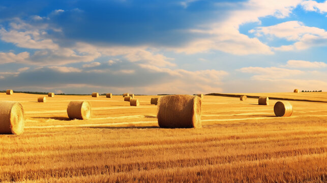 hay bales in the field