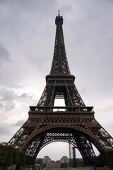 Fototapeta na wymiar Eiffel Tower against the sky, bottom view.