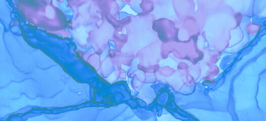 Gradient Ink Stains Pattern. Blue Pastel Flow