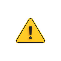 Alert or Warning signs 3d rendering of alert isolated on a transparent background 
