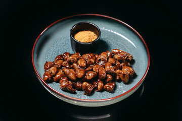 A dish for beer is fried hearts