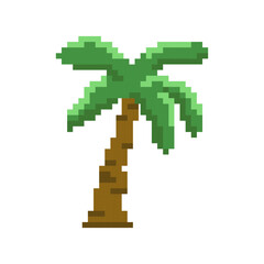 Coconut tree pixel art on white background