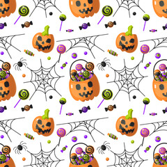 seamless pattern with halloween pumpkins