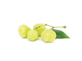 fresh organic sour gooseberry laying on white background small gooseberry Contains antioxidants to help slow down aging Help in matters of the excretory system.  and is high in vitamin C.