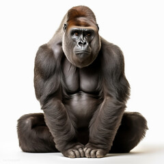 sitting gorilla isolated white background Created with GenAI Software