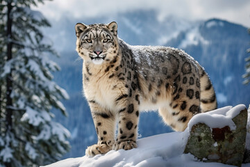Obraz premium Snow leopard Created with GenAI Software