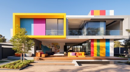 Architectural masterpiece representing a bright and vibrant house, generative ai