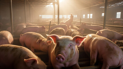 The Tragic Reality. Pigs in Cages Bound for the Slaughterhouse