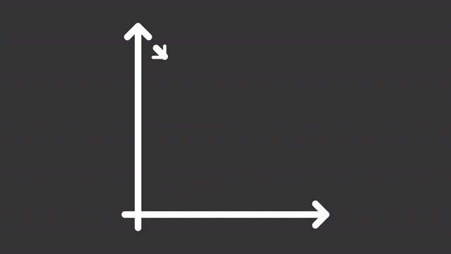 Animated decrease diagram white icon. Downward graph line animation. Arrow line. Economic crisis. Loop HD video with alpha channel, transparent background. Motion graphic design for night mode
