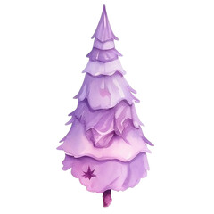 Fototapeta na wymiar Single big light purple christmas tree illustration