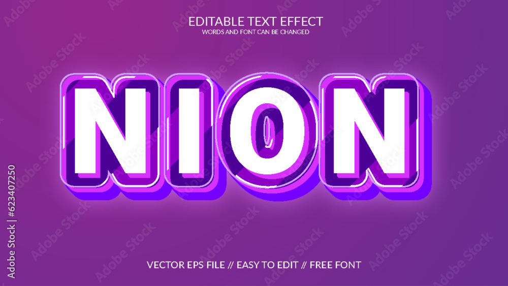 Wall mural neon 3d editable vector text effect template