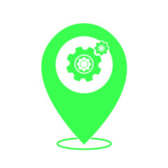 green cog gear icon and location position