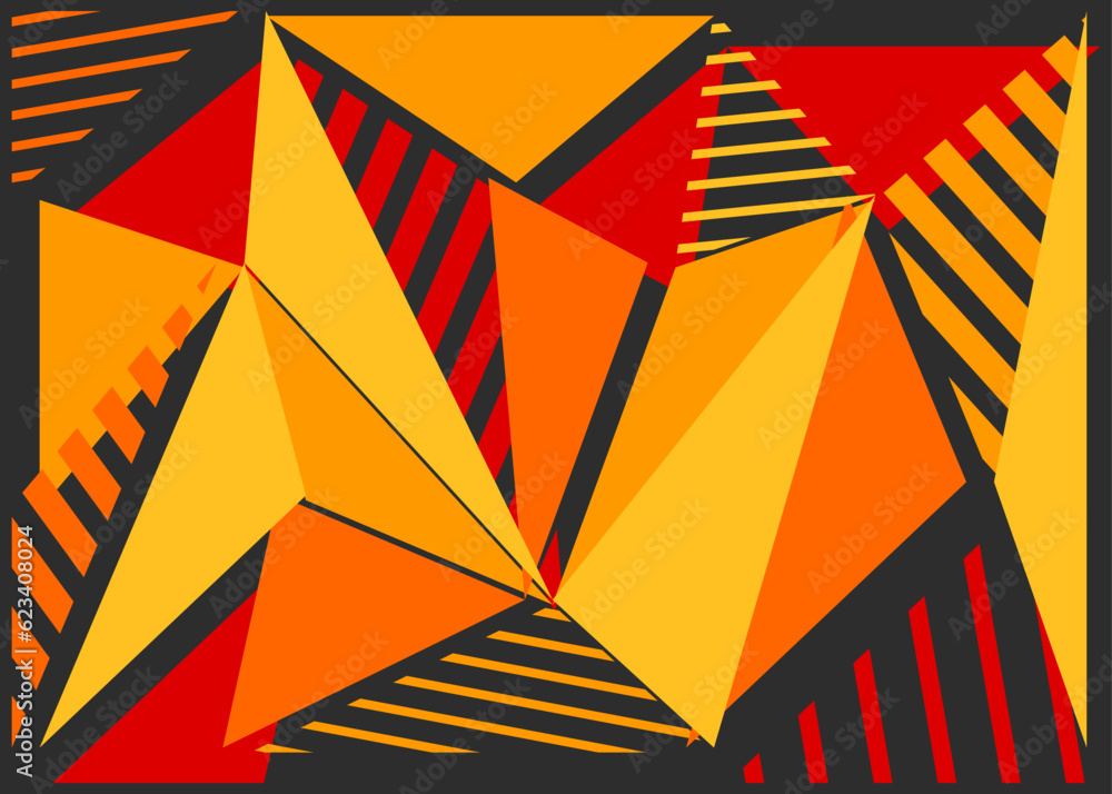 Poster abstract background with colorful geometric triangle and stripe pattern